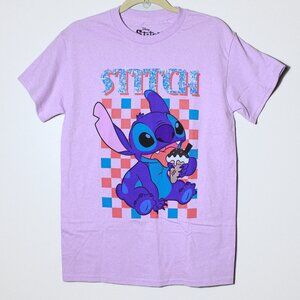 NWOT Disney Stitch Eating Icecream Graphic Tee Short Sleeve Purple Size S Small